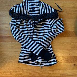 Lululemon striped zip up hoodie with ruching detail size 2